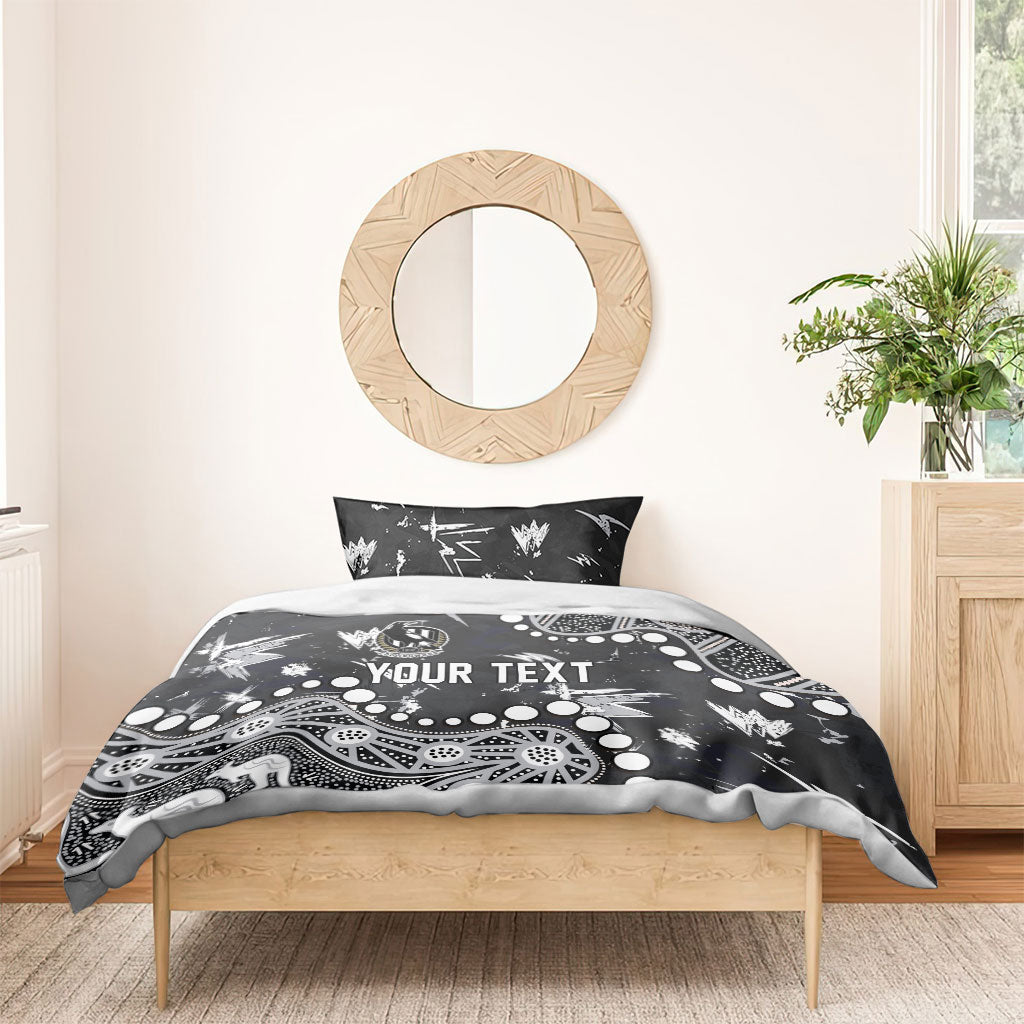Personalized Collingwood Magpies Bedding Set Aboriginal Pattern with Graffiti Style