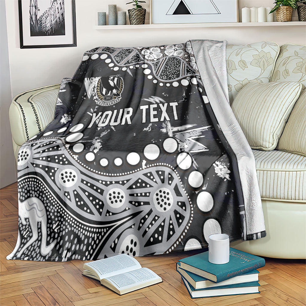 Personalized Collingwood Magpies Blanket Aboriginal Pattern with Graffiti Style