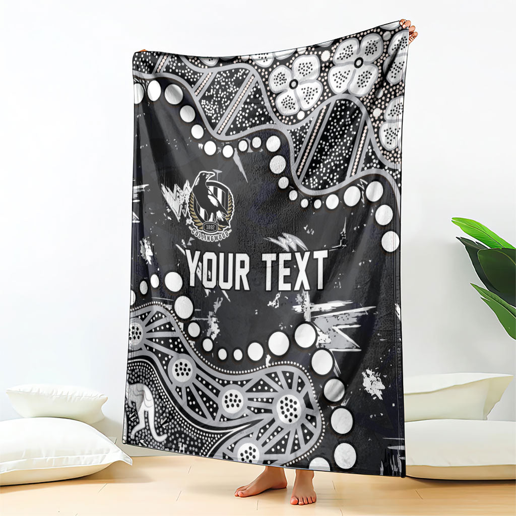 Personalized Collingwood Magpies Blanket Aboriginal Pattern with Graffiti Style