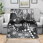 Personalized Collingwood Magpies Blanket Aboriginal Pattern with Graffiti Style