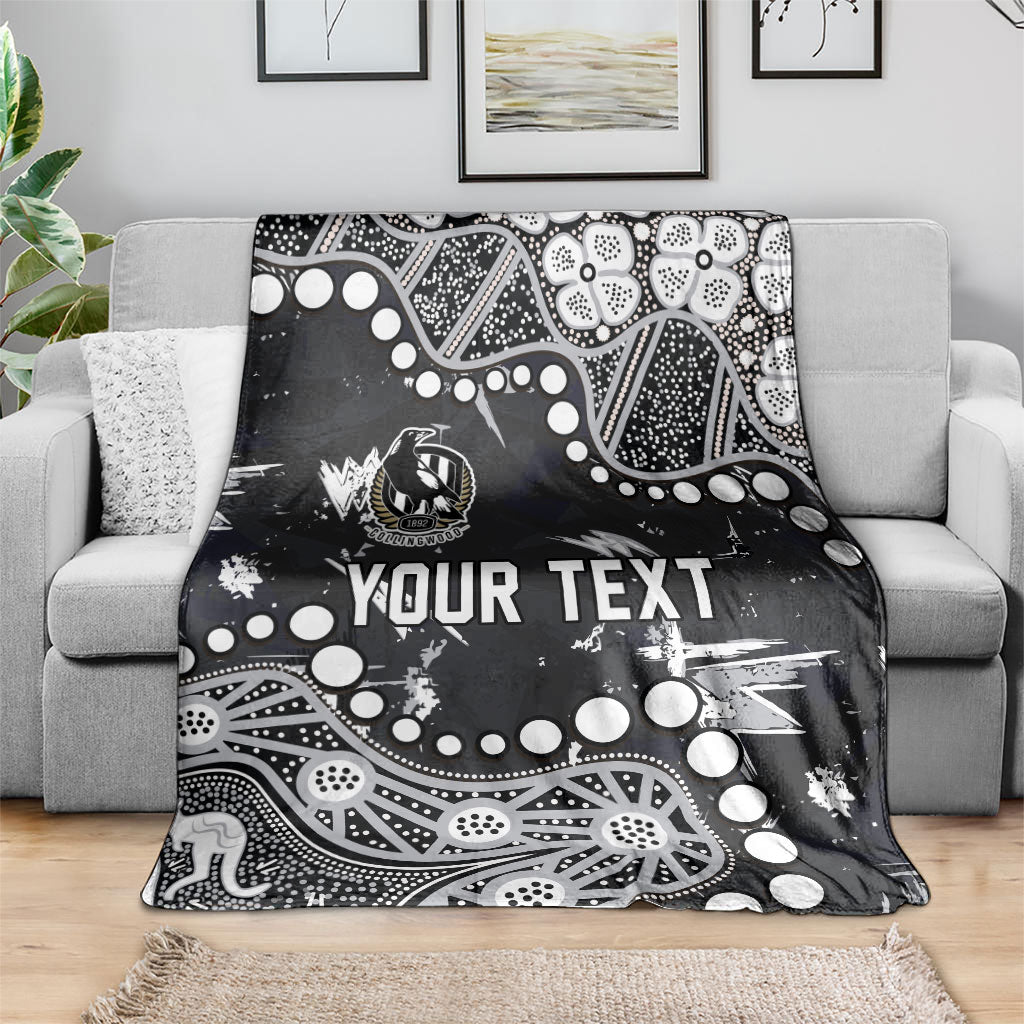 Personalized Collingwood Magpies Blanket Aboriginal Pattern with Graffiti Style
