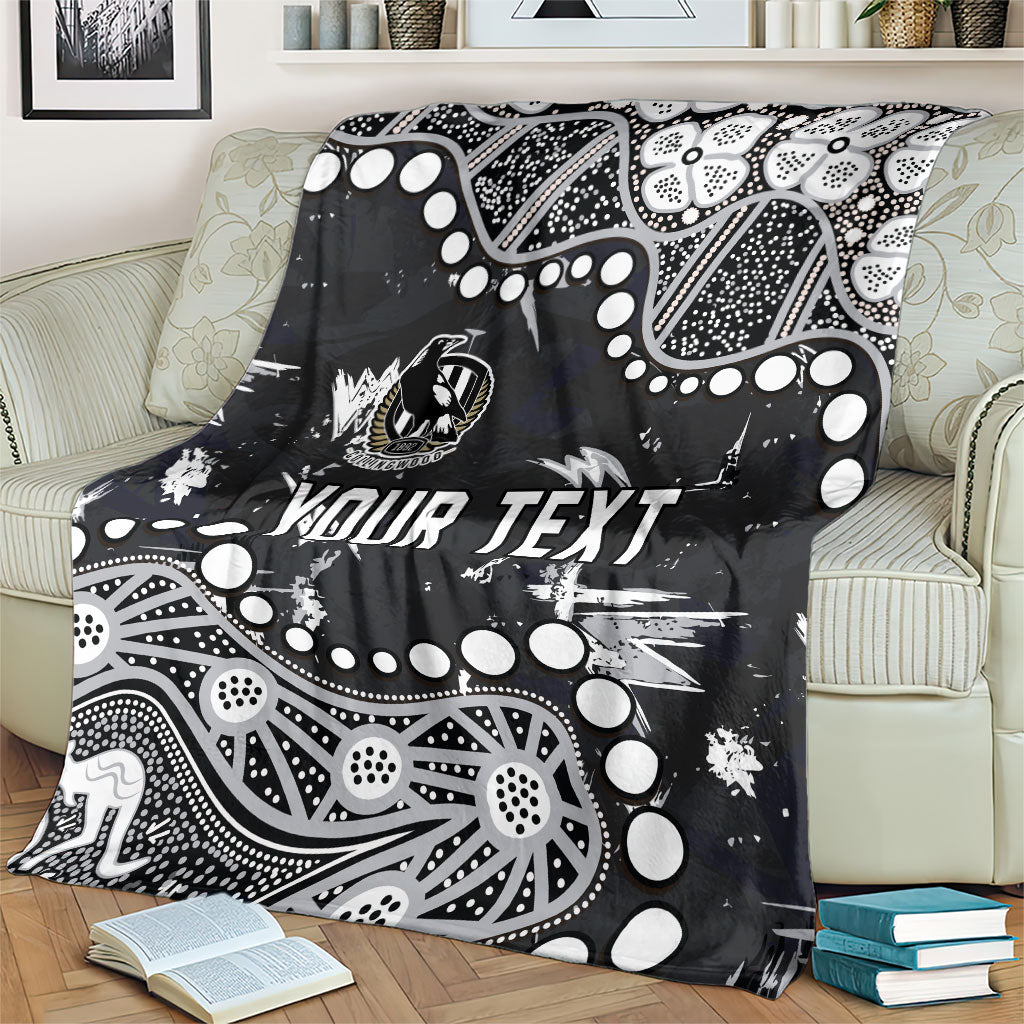 Personalized Collingwood Magpies Blanket Aboriginal Pattern with Graffiti Style