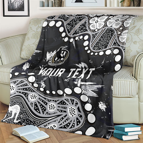 Personalized Collingwood Magpies Blanket Aboriginal Pattern with Graffiti Style