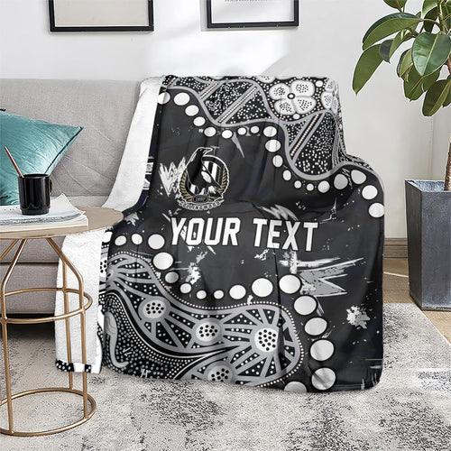Personalized Collingwood Magpies Blanket Aboriginal Pattern with Graffiti Style