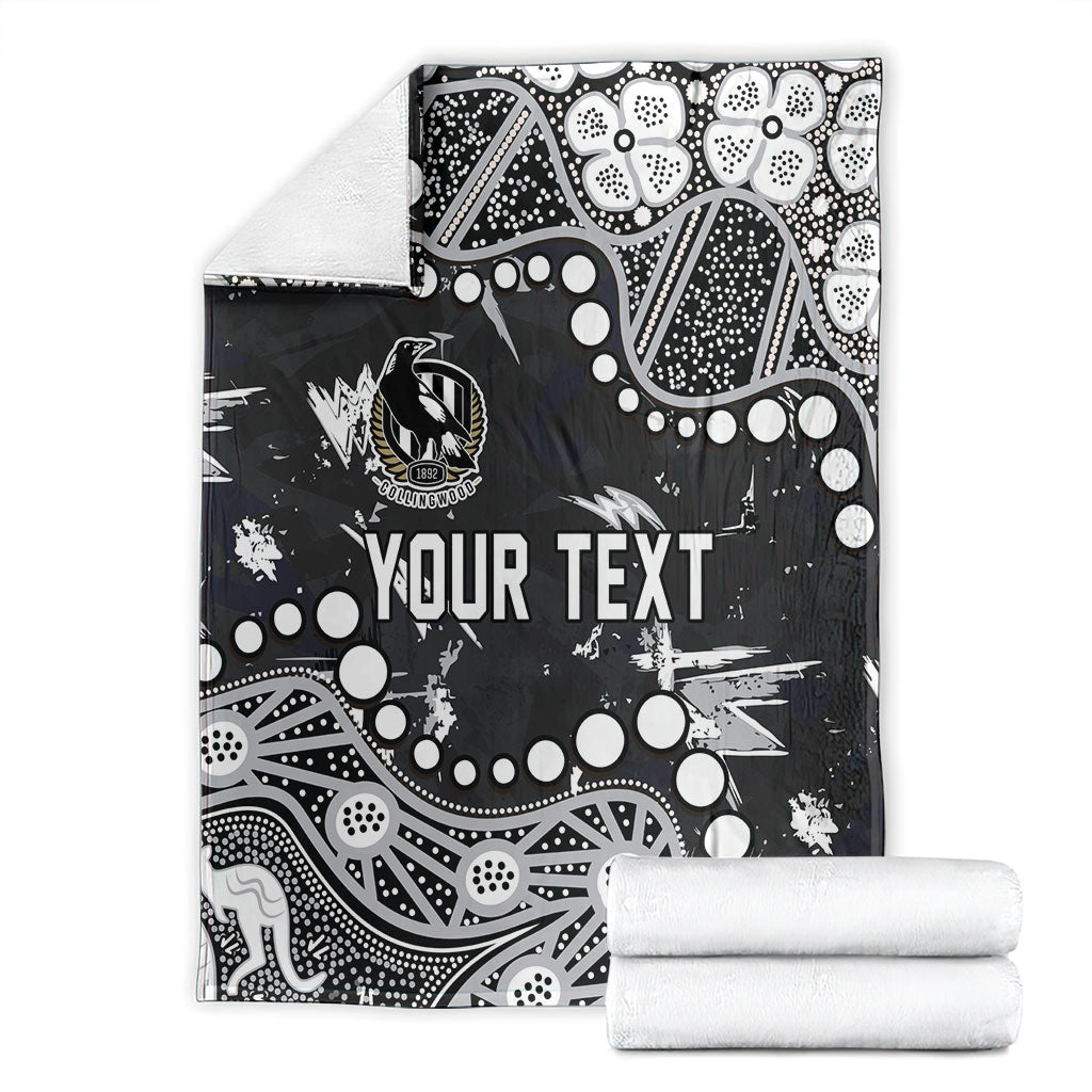 Personalized Collingwood Magpies Blanket Aboriginal Pattern with Graffiti Style