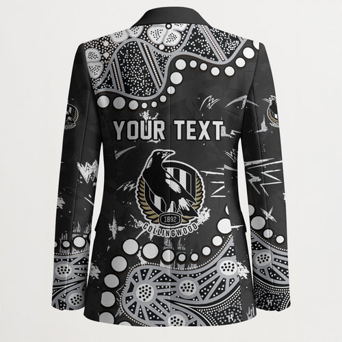 Personalized Collingwood Magpies Blazer Aboriginal Pattern with Graffiti Style
