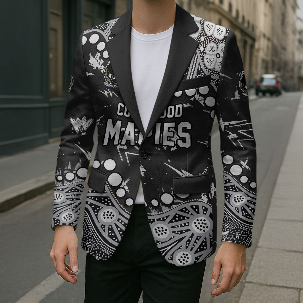 Personalized Collingwood Magpies Blazer Aboriginal Pattern with Graffiti Style