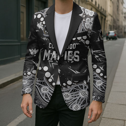Personalized Collingwood Magpies Blazer Aboriginal Pattern with Graffiti Style