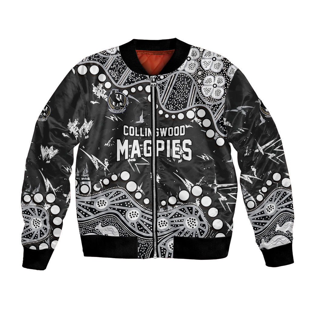 Personalized Collingwood Magpies Bomber Jacket Aboriginal Pattern with Graffiti Style