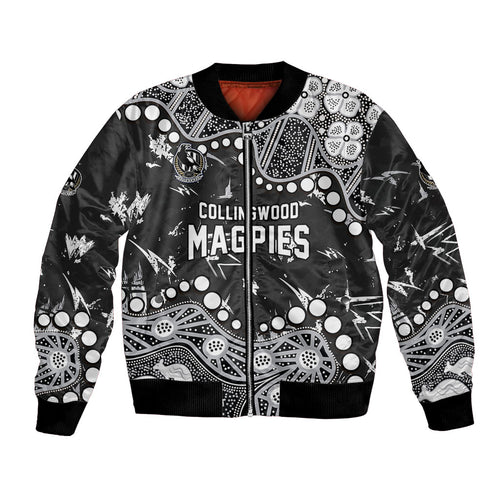 Personalized Collingwood Magpies Bomber Jacket Aboriginal Pattern with Graffiti Style