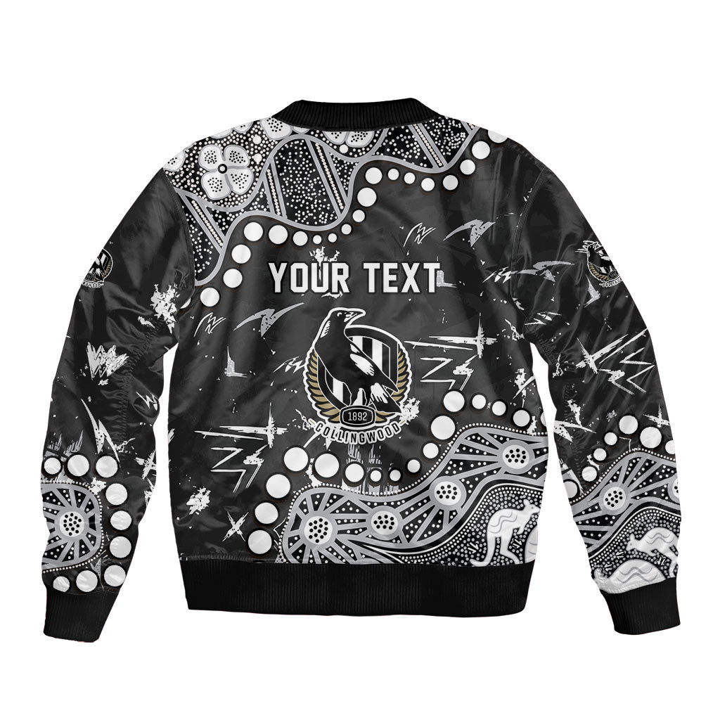 Personalized Collingwood Magpies Bomber Jacket Aboriginal Pattern with Graffiti Style