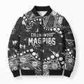 Personalized Collingwood Magpies Bomber Puffer Jacket Aboriginal Pattern with Graffiti Style