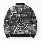 Personalized Collingwood Magpies Bomber Puffer Jacket Aboriginal Pattern with Graffiti Style