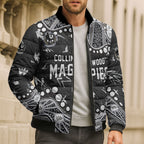 Personalized Collingwood Magpies Bomber Puffer Jacket Aboriginal Pattern with Graffiti Style