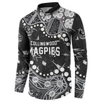 Personalized Collingwood Magpies Button Sweatshirt Aboriginal Pattern with Graffiti Style