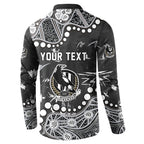 Personalized Collingwood Magpies Button Sweatshirt Aboriginal Pattern with Graffiti Style