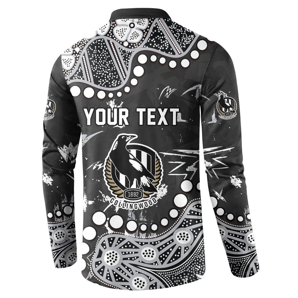 Personalized Collingwood Magpies Button Sweatshirt Aboriginal Pattern with Graffiti Style