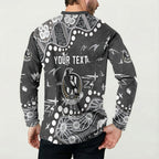 Personalized Collingwood Magpies Button Sweatshirt Aboriginal Pattern with Graffiti Style