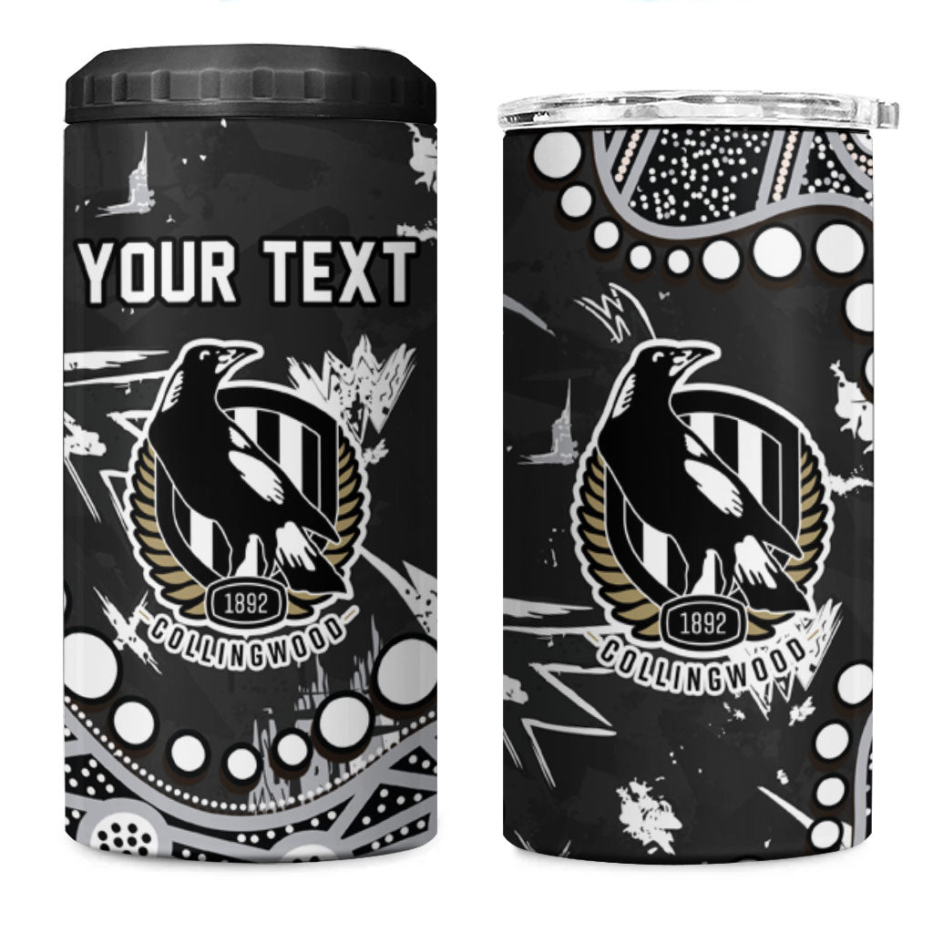 Personalized Collingwood Magpies 4 in 1 Can Cooler Tumbler Aboriginal Pattern with Graffiti Style