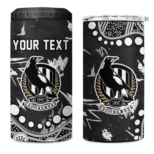 Personalized Collingwood Magpies 4 in 1 Can Cooler Tumbler Aboriginal Pattern with Graffiti Style