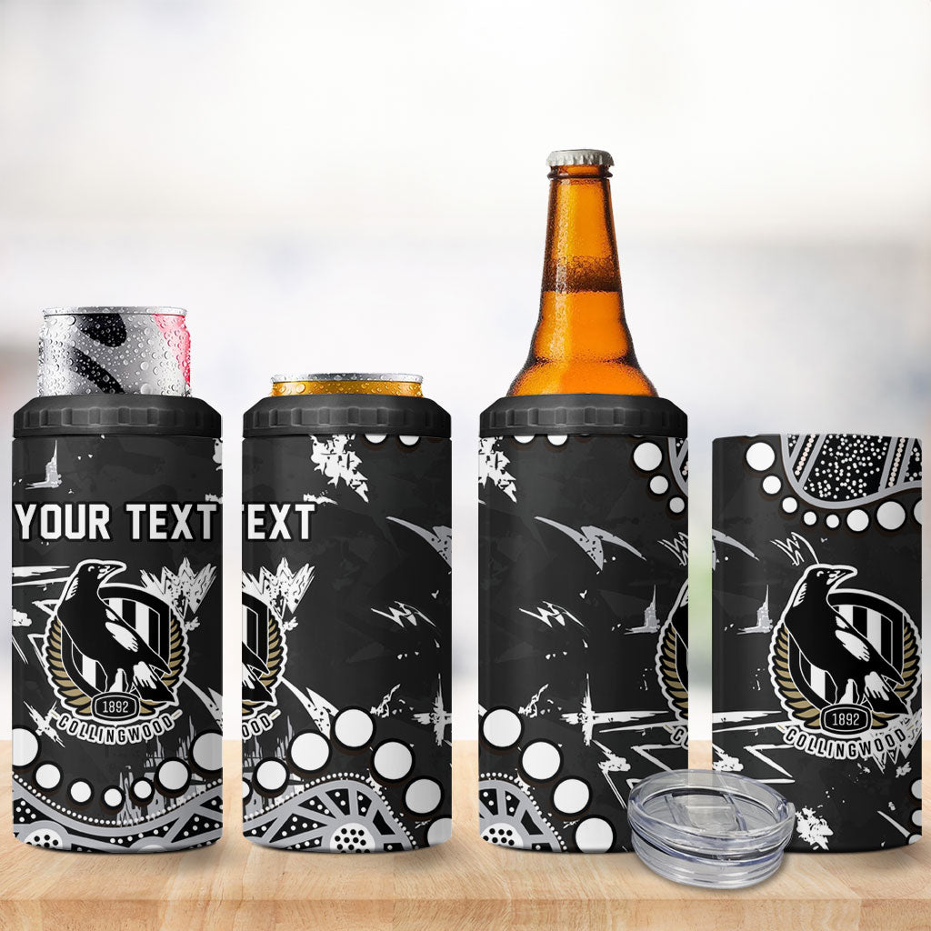 Personalized Collingwood Magpies 4 in 1 Can Cooler Tumbler Aboriginal Pattern with Graffiti Style