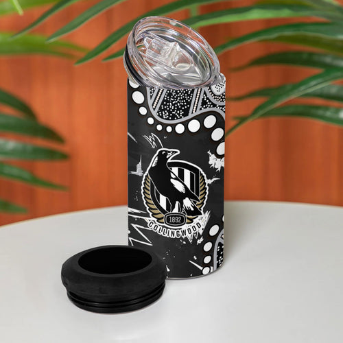 Personalized Collingwood Magpies 4 in 1 Can Cooler Tumbler Aboriginal Pattern with Graffiti Style