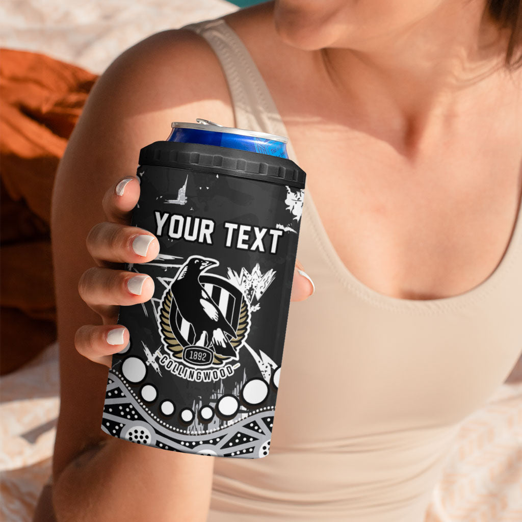 Personalized Collingwood Magpies 4 in 1 Can Cooler Tumbler Aboriginal Pattern with Graffiti Style