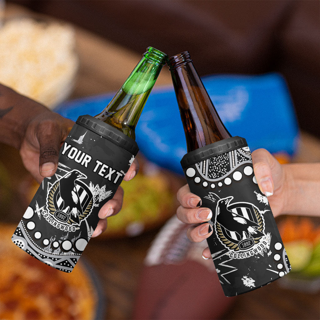 Personalized Collingwood Magpies 4 in 1 Can Cooler Tumbler Aboriginal Pattern with Graffiti Style