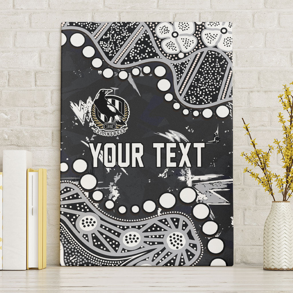Personalized Collingwood Magpies Canvas Wall Art Aboriginal Pattern with Graffiti Style