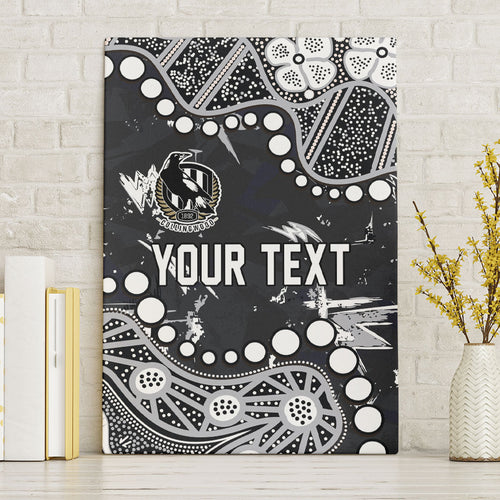 Personalized Collingwood Magpies Canvas Wall Art Aboriginal Pattern with Graffiti Style