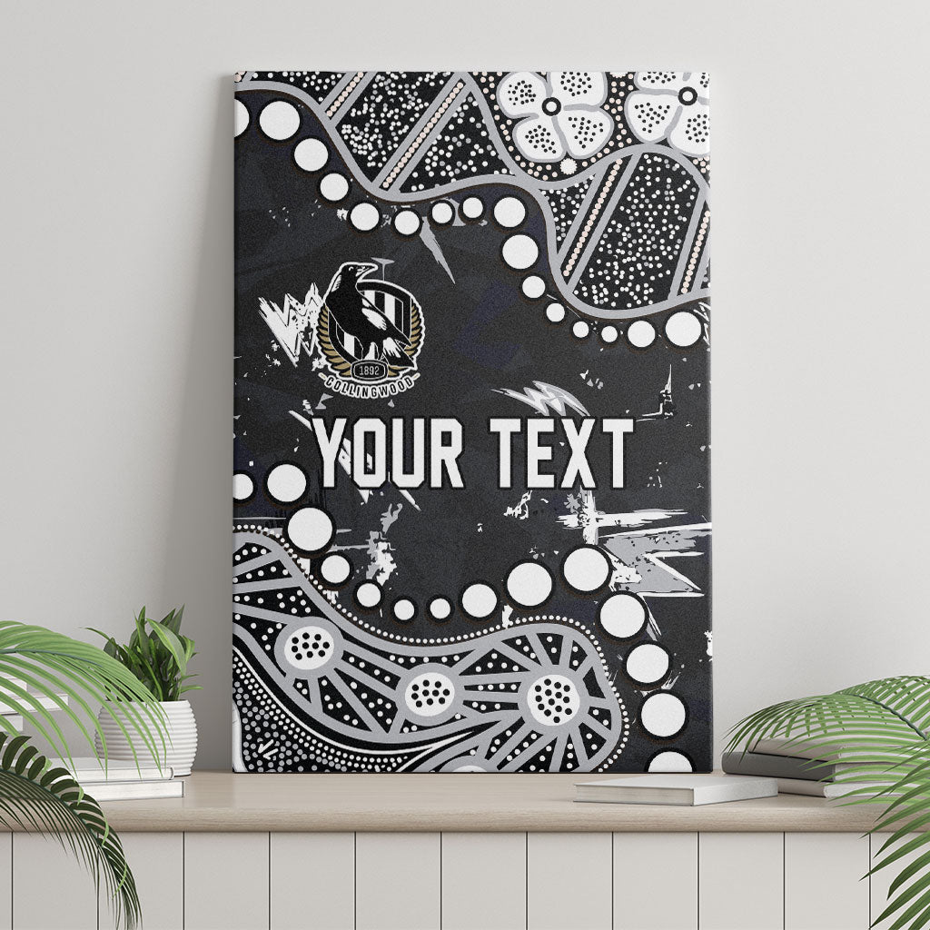 Personalized Collingwood Magpies Canvas Wall Art Aboriginal Pattern with Graffiti Style