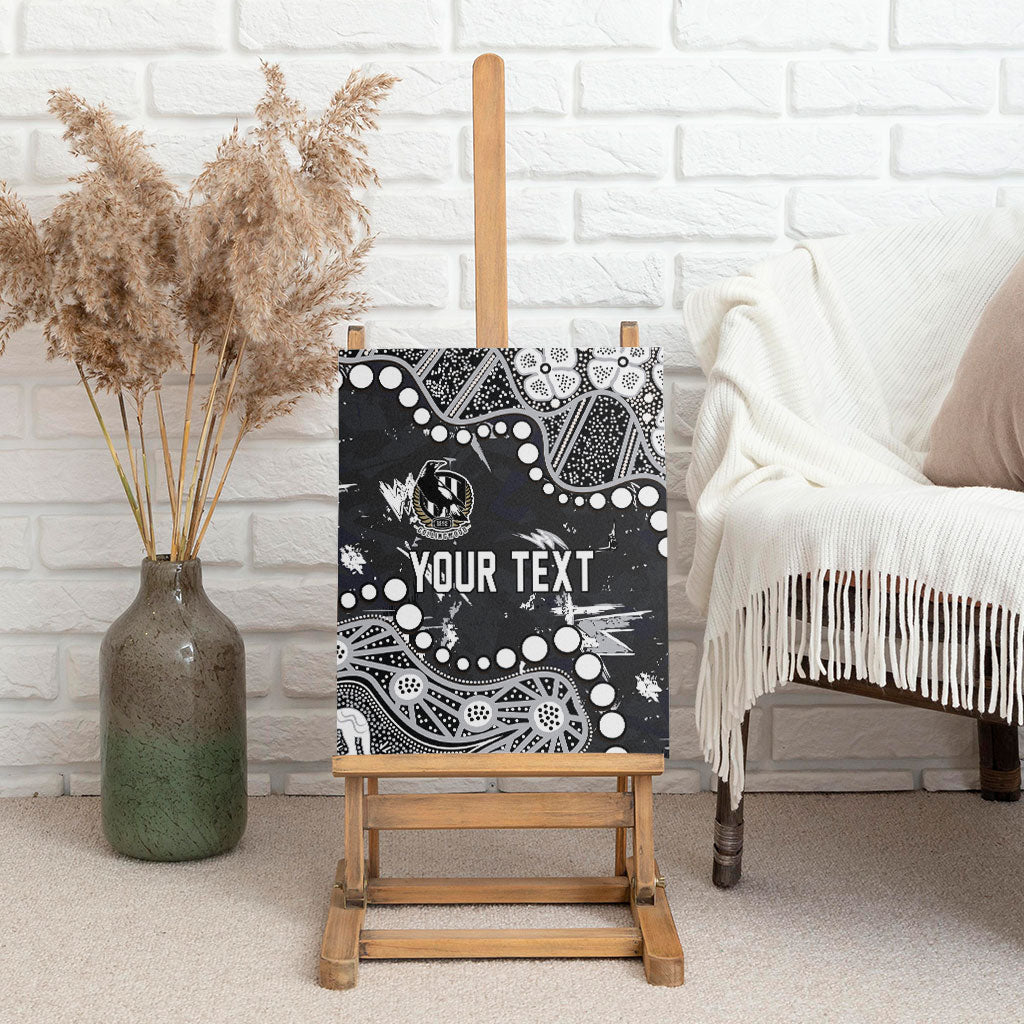 Personalized Collingwood Magpies Canvas Wall Art Aboriginal Pattern with Graffiti Style