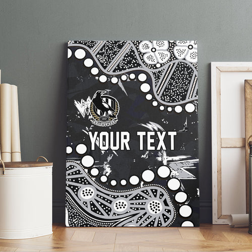 Personalized Collingwood Magpies Canvas Wall Art Aboriginal Pattern with Graffiti Style