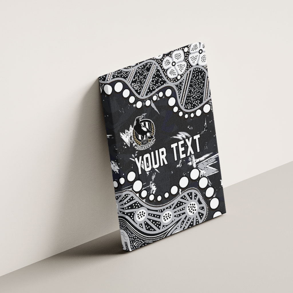 Personalized Collingwood Magpies Canvas Wall Art Aboriginal Pattern with Graffiti Style