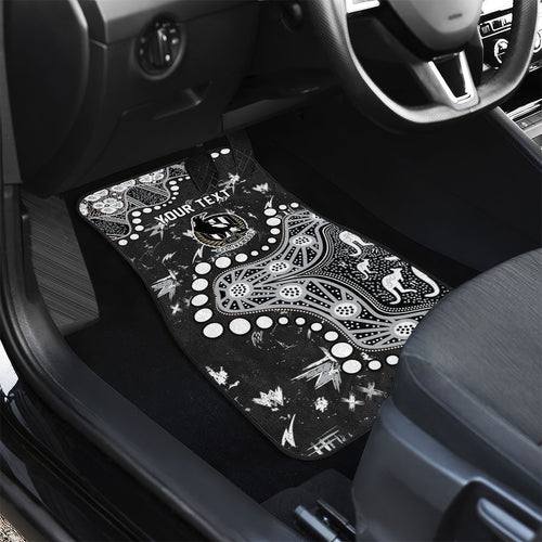 Personalized Collingwood Magpies Car Mats Aboriginal Pattern with Graffiti Style