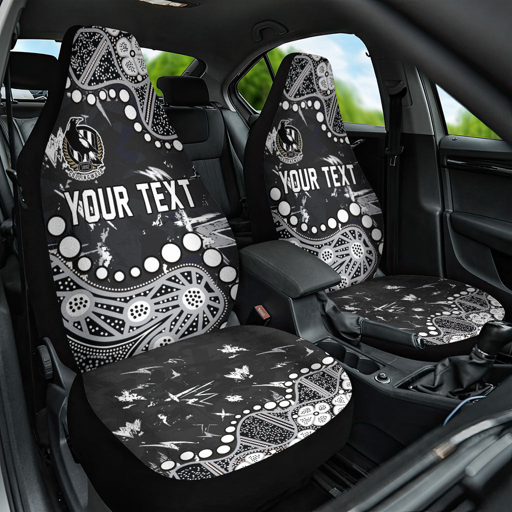 Personalized Collingwood Magpies Car Seat Cover Aboriginal Pattern with Graffiti Style