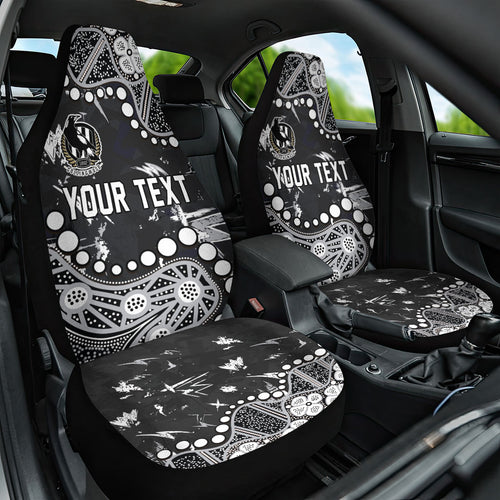 Personalized Collingwood Magpies Car Seat Cover Aboriginal Pattern with Graffiti Style
