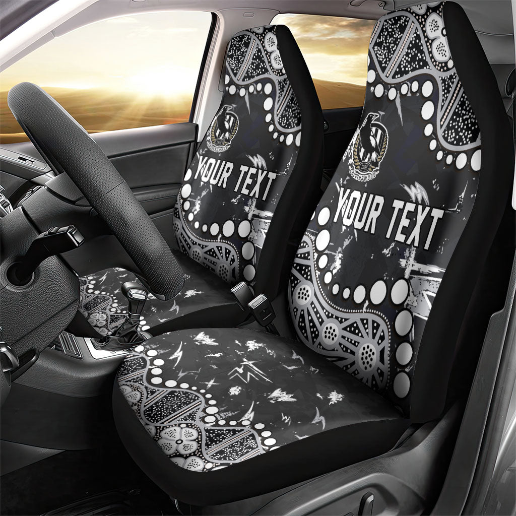 Personalized Collingwood Magpies Car Seat Cover Aboriginal Pattern with Graffiti Style