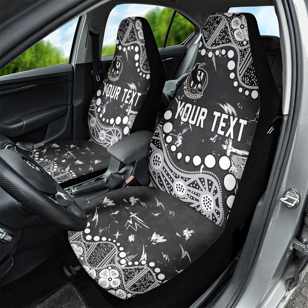 Personalized Collingwood Magpies Car Seat Cover Aboriginal Pattern with Graffiti Style