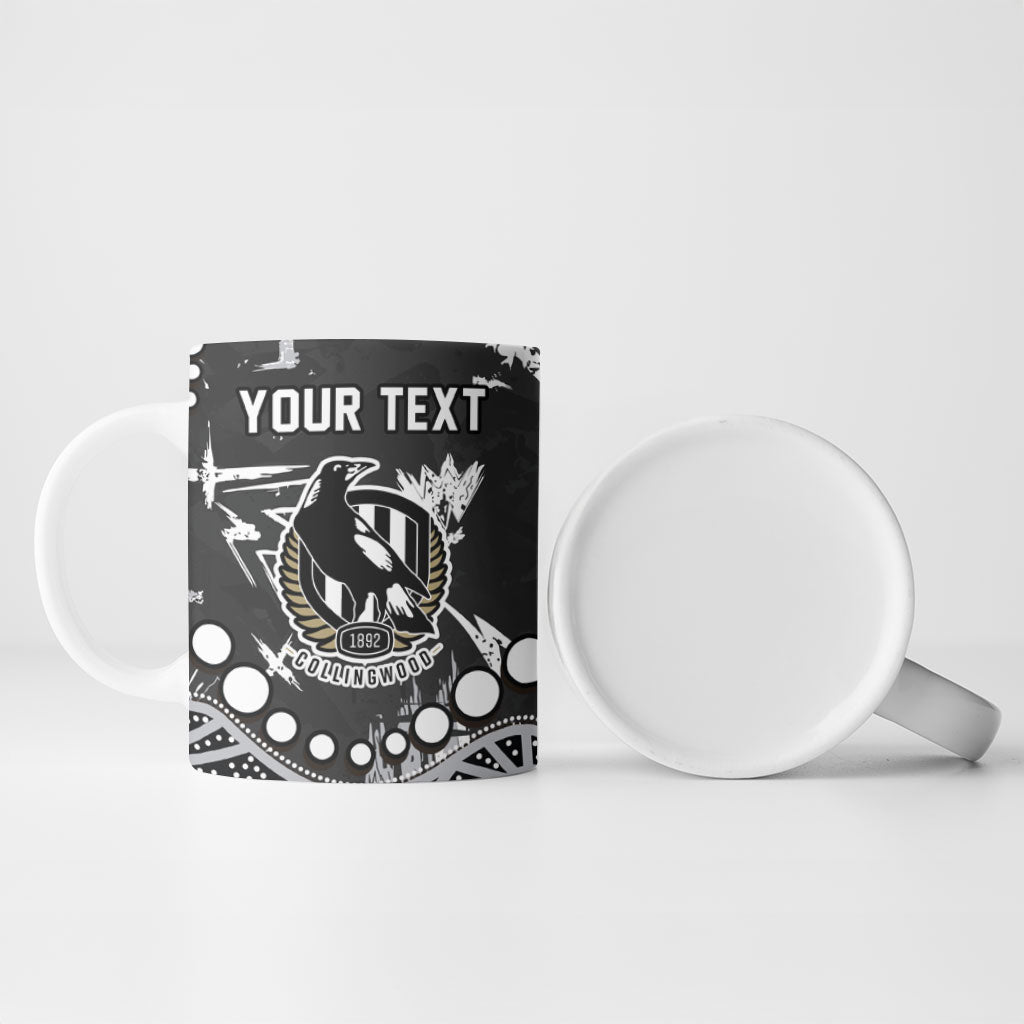 Personalized Collingwood Magpies Ceramic Mug Aboriginal Pattern with Graffiti Style