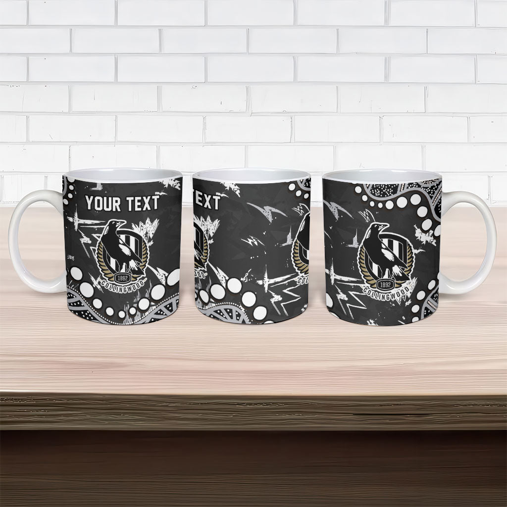 Personalized Collingwood Magpies Ceramic Mug Aboriginal Pattern with Graffiti Style