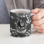 Personalized Collingwood Magpies Ceramic Mug Aboriginal Pattern with Graffiti Style