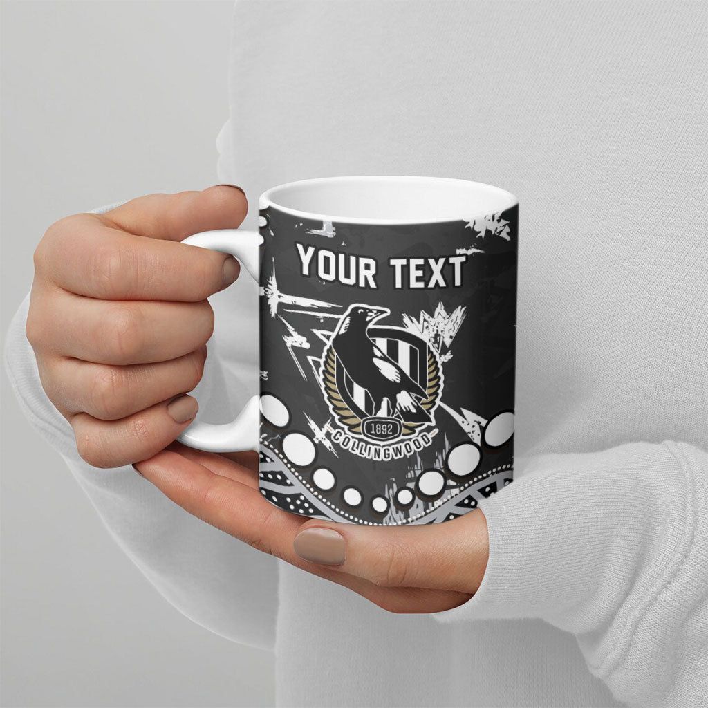 Personalized Collingwood Magpies Ceramic Mug Aboriginal Pattern with Graffiti Style