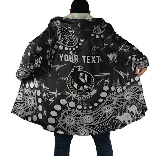 Personalized Collingwood Magpies Cloak Aboriginal Pattern with Graffiti Style