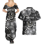 Personalized Collingwood Magpies Couples Matching Summer Maxi Dress and Hawaiian Shirt Aboriginal Pattern with Graffiti Style