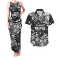 Personalized Collingwood Magpies Couples Matching Tank Maxi Dress and Hawaiian Shirt Aboriginal Pattern with Graffiti Style