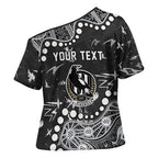 Personalized Collingwood Magpies Cross Shoulder Shirt Aboriginal Pattern with Graffiti Style
