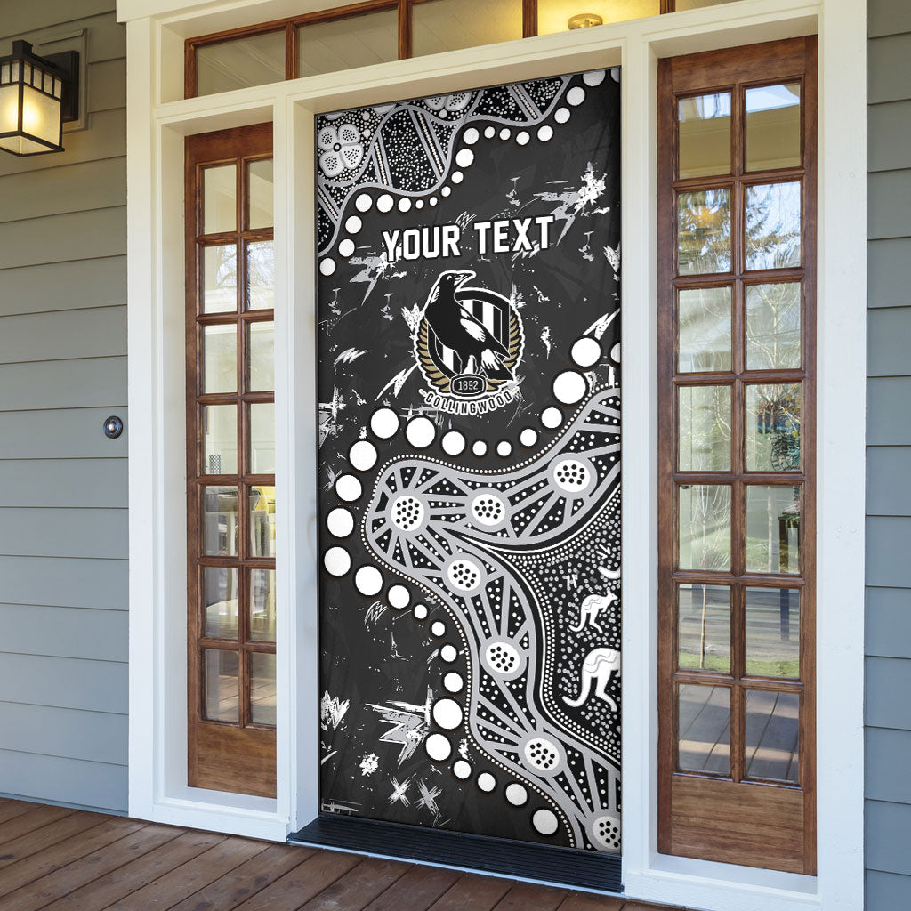 Personalized Collingwood Magpies Door Cover Aboriginal Pattern with Graffiti Style