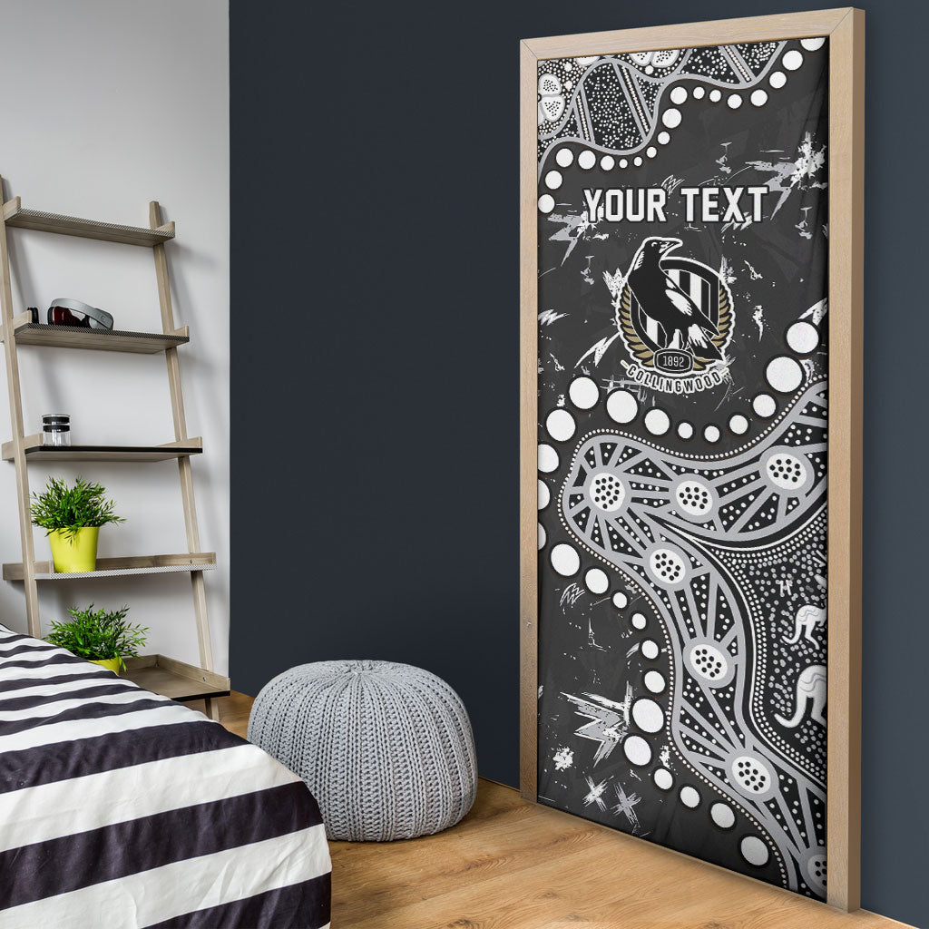 Personalized Collingwood Magpies Door Cover Aboriginal Pattern with Graffiti Style