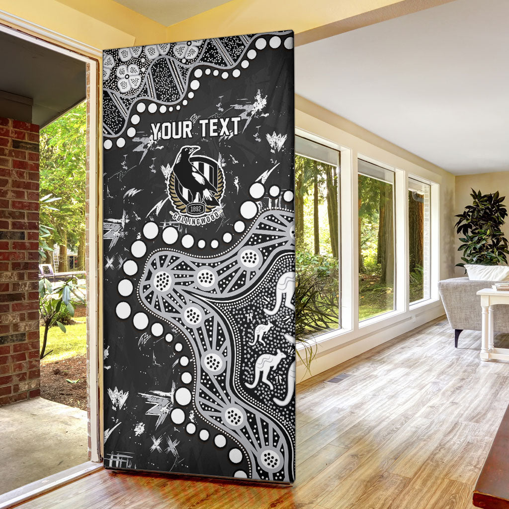 Personalized Collingwood Magpies Door Cover Aboriginal Pattern with Graffiti Style